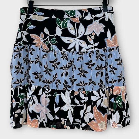LOFT multicolor floral tiered skirt size 6 | spring summer office career work - Picture 3 of 5
